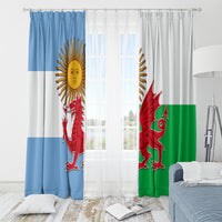 Wales Argentina Rugby Window Curtain The Welsh Dragon and Sol De Mayo World Cup 2023 - Wonder Print Shop