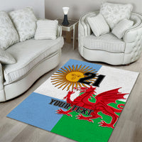 Custom Wales Argentina Rugby Area Rug The Welsh Dragon and Sol De Mayo World Cup 2023 LT9 - Wonder Print Shop