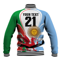 Custom Wales Argentina Rugby Baseball Jacket The Welsh Dragon and Sol De Mayo World Cup 2023 LT9 - Wonder Print Shop