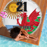 Custom Wales Argentina Rugby Beach Blanket The Welsh Dragon and Sol De Mayo World Cup 2023 LT9 - Wonder Print Shop