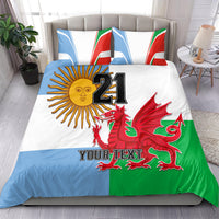 Custom Wales Argentina Rugby Bedding Set The Welsh Dragon and Sol De Mayo World Cup 2023 LT9 - Wonder Print Shop