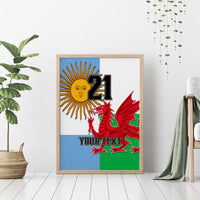 Custom Wales Argentina Rugby Canvas Wall Art The Welsh Dragon and Sol De Mayo World Cup 2023 LT9 - Wonder Print Shop