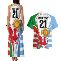 Custom Wales Argentina Rugby Couples Matching Tank Maxi Dress and Hawaiian Shirt The Welsh Dragon and Sol De Mayo World Cup 2023 LT9 - Wonder Print Shop