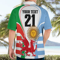 Mens short-sleeve Hawaiian shirt back with "YOUR TEXT" and number 21