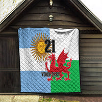 Custom Wales Argentina Rugby Quilt The Welsh Dragon and Sol De Mayo World Cup 2023 - Wonder Print Shop