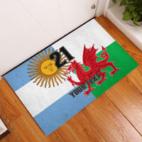 Custom Wales Argentina Rugby Rubber Doormat The Welsh Dragon and Sol De Mayo World Cup 2023 - Wonder Print Shop