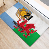 Custom Wales Argentina Rugby Rubber Doormat The Welsh Dragon and Sol De Mayo World Cup 2023 - Wonder Print Shop