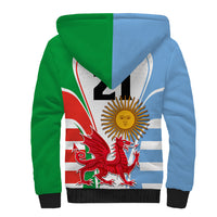 Custom Wales Argentina Rugby Sherpa Hoodie The Welsh Dragon and Sol De Mayo World Cup 2023 - Wonder Print Shop