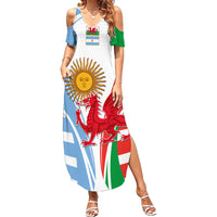 Custom Wales Argentina Rugby Summer Maxi Dress The Welsh Dragon and Sol De Mayo World Cup 2023 - Wonder Print Shop