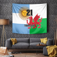 Custom Wales Argentina Rugby Tapestry The Welsh Dragon and Sol De Mayo World Cup 2023 - Wonder Print Shop