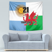 Custom Wales Argentina Rugby Tapestry The Welsh Dragon and Sol De Mayo World Cup 2023 - Wonder Print Shop