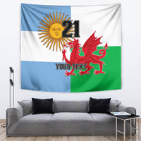 Custom Wales Argentina Rugby Tapestry The Welsh Dragon and Sol De Mayo World Cup 2023 - Wonder Print Shop