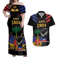 Haiti Independence Day Couples Matching Off Shoulder Maxi Dress and Hawaiian Shirt The First Black Republic Since 1804 LT9 - Wonder Print Shop