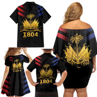 Haiti Independence Day Family Matching Off Shoulder Short Dress and Hawaiian Shirt The First Black Republic Since 1804 LT9 - Wonder Print Shop