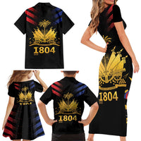 Haiti Independence Day Family Matching Short Sleeve Bodycon Dress and Hawaiian Shirt The First Black Republic Since 1804 - Wonder Print Shop