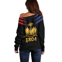 Haiti Independence Day Off Shoulder Sweater The First Black Republic Since 1804 - Wonder Print Shop