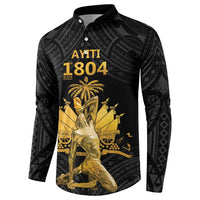 Haitian Negre Marron 1804 Button Sweatshirt Black Polynesian Pattern LT9 - Wonder Print Shop