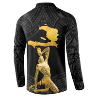 Haitian Negre Marron 1804 Button Sweatshirt Black Polynesian Pattern LT9 - Wonder Print Shop
