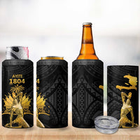 Haitian Negre Marron 1804 4 in 1 Can Cooler Tumbler Black Polynesian Pattern LT9 - Wonder Print Shop