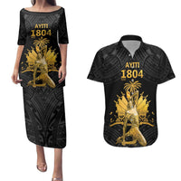 Haitian Negre Marron 1804 Couples Matching Puletasi and Hawaiian Shirt Black Polynesian Pattern LT9 - Wonder Print Shop