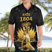 Haitian Negre Marron 1804 Hawaiian Shirt Black Polynesian Pattern - Wonder Print Shop