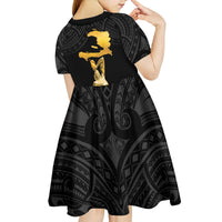Haitian Negre Marron 1804 Kid Short Sleeve Dress Black Polynesian Pattern - Wonder Print Shop