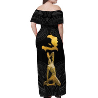 Haitian Negre Marron 1804 Off Shoulder Maxi Dress Black Polynesian Pattern - Wonder Print Shop