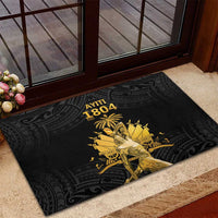 Haitian Negre Marron 1804 Rubber Doormat Black Polynesian Pattern - Wonder Print Shop