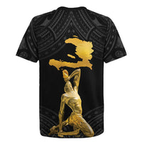 Haitian Negre Marron 1804 Rugby Jersey Black Polynesian Pattern - Wonder Print Shop