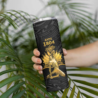 Haitian Negre Marron 1804 Skinny Tumbler Black Polynesian Pattern - Wonder Print Shop