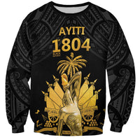 Haitian Negre Marron 1804 Sweatshirt Black Polynesian Pattern - Wonder Print Shop