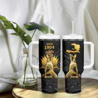 Haitian Negre Marron 1804 Tumbler With Handle Black Polynesian Pattern - Wonder Print Shop