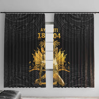 Haitian Negre Marron 1804 Window Curtain Black Polynesian Pattern - Wonder Print Shop
