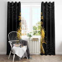 Haitian Negre Marron 1804 Window Curtain Black Polynesian Pattern - Wonder Print Shop