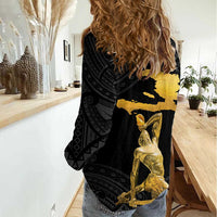 Haitian Negre Marron 1804 Women Casual Shirt Black Polynesian Pattern - Wonder Print Shop