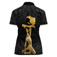 Haitian Negre Marron 1804 Women Polo Shirt Black Polynesian Pattern - Wonder Print Shop