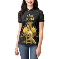 Haitian Negre Marron 1804 Women Polo Shirt Black Polynesian Pattern - Wonder Print Shop
