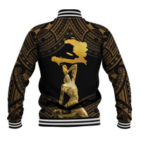 Haitian Negre Marron 1804 Baseball Jacket Gold Polynesian Pattern LT9 - Wonder Print Shop