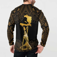 Haitian Negre Marron 1804 Button Sweatshirt Gold Polynesian Pattern LT9 - Wonder Print Shop