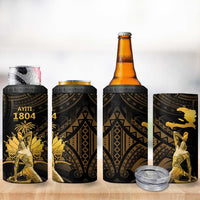 Haitian Negre Marron 1804 4 in 1 Can Cooler Tumbler Gold Polynesian Pattern LT9 - Wonder Print Shop
