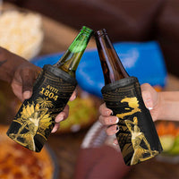 Haitian Negre Marron 1804 4 in 1 Can Cooler Tumbler Gold Polynesian Pattern LT9 - Wonder Print Shop