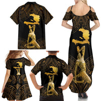 Haitian Negre Marron 1804 Family Matching Summer Maxi Dress and Hawaiian Shirt Gold Polynesian Pattern - Wonder Print Shop
