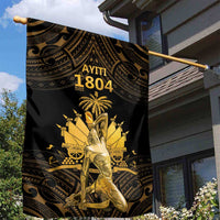 Haitian Negre Marron 1804 Garden Flag Gold Polynesian Pattern - Wonder Print Shop