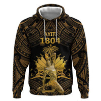 Haitian Negre Marron 1804 Hoodie Gold Polynesian Pattern - Wonder Print Shop