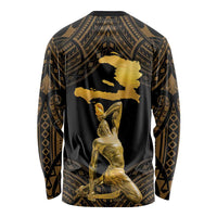 Haitian Negre Marron 1804 Long Sleeve Shirt Gold Polynesian Pattern - Wonder Print Shop