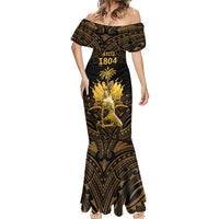 Haitian Negre Marron 1804 Mermaid Dress Gold Polynesian Pattern - Wonder Print Shop