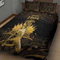 Haitian Negre Marron 1804 Quilt Bed Set Gold Polynesian Pattern - Wonder Print Shop