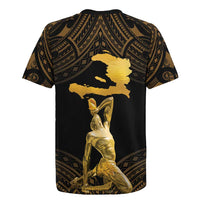Haitian Negre Marron 1804 Rugby Jersey Gold Polynesian Pattern - Wonder Print Shop