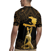 Haitian Negre Marron 1804 Rugby Jersey Gold Polynesian Pattern - Wonder Print Shop