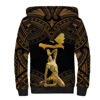 Haitian Negre Marron 1804 Sherpa Hoodie Gold Polynesian Pattern - Wonder Print Shop